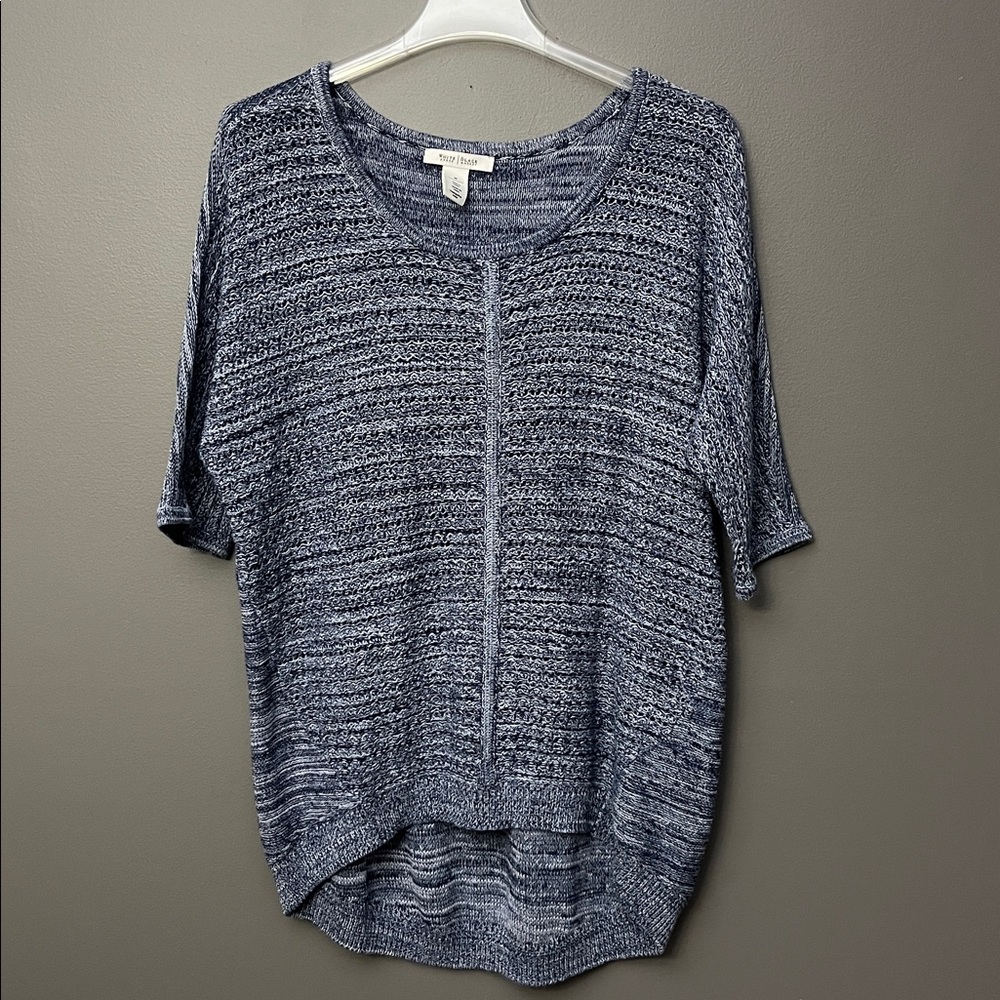 White House Black Market Knit Top - Blue White - Size M